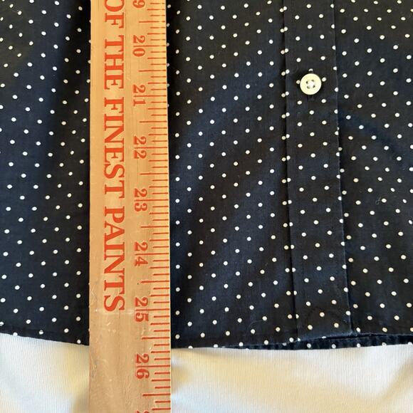 Lauren Ralph Lauren Button Down 3/4 Sleeve Non Iron Black Polka Dot Shirt Size L - Picture 11 of 12